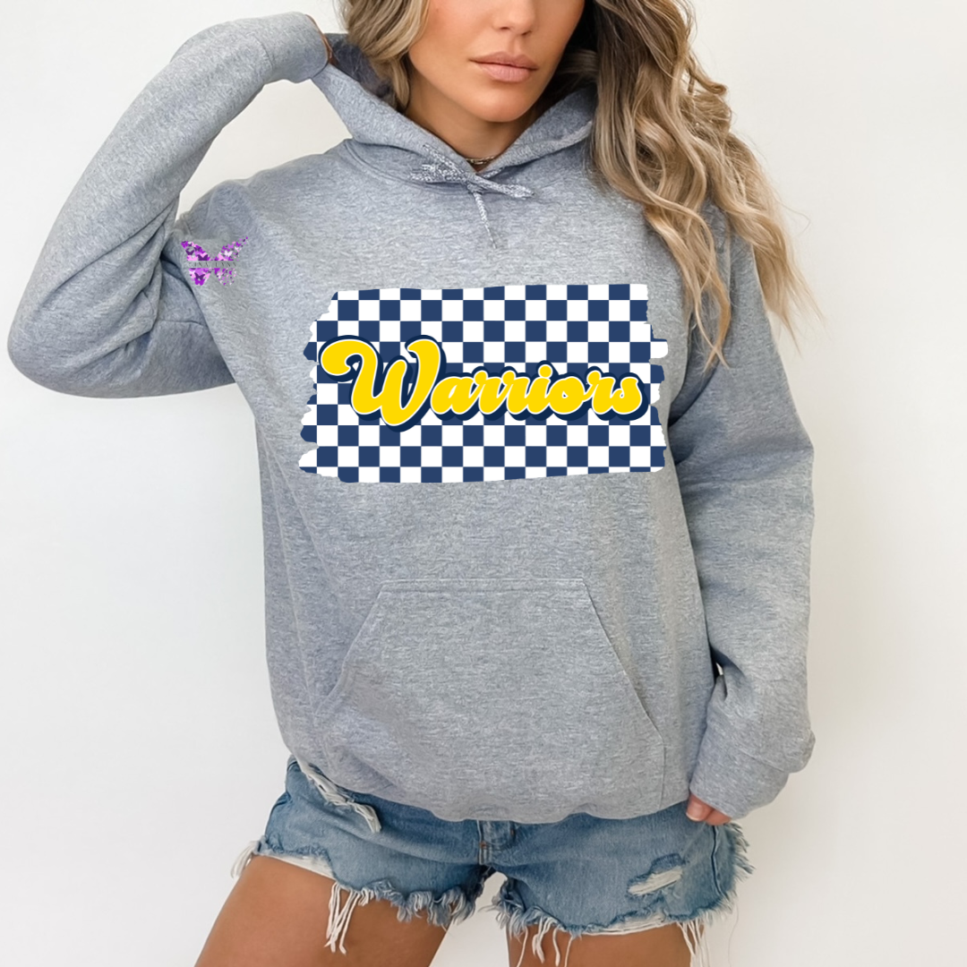 Warriors Checkered Grey Hoodie